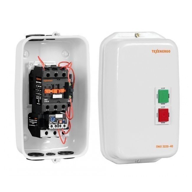 Пускатель магнитный ПМЛ 3220-40 230В 40А 1з+1р РТЛ 2055-М2 (30-40А) IP54 Тexenergo